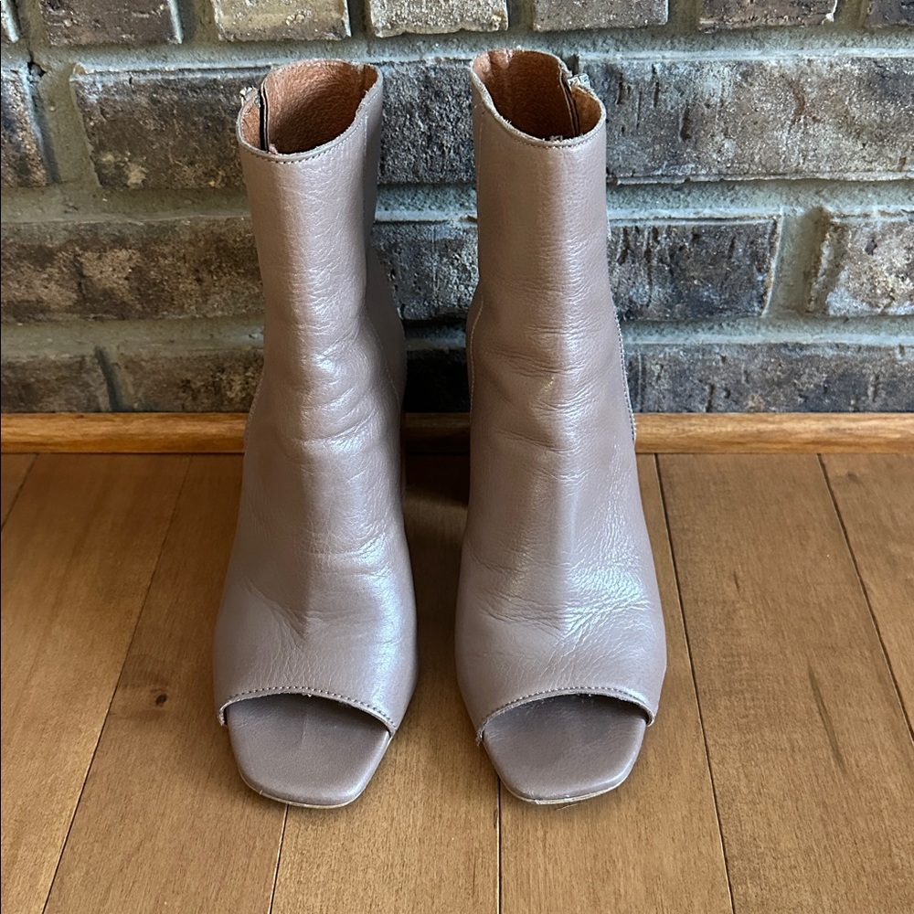 Topshop Tan Peep Toe Ankle Boots | Size 38 EU (US 7.5–8)